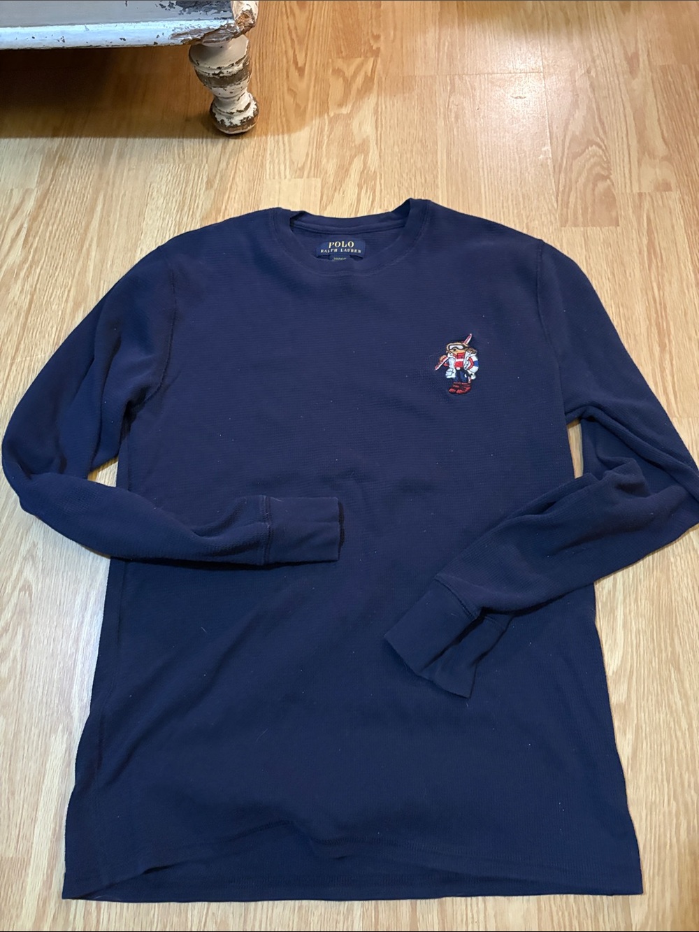 Polo by Ralph Lauren Navy Long-Sleeve Crewneck with Embroidered Bear